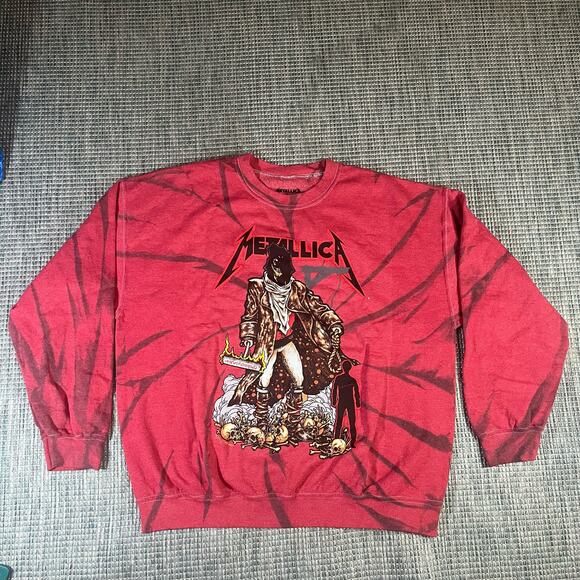 Metallica Tie Dye Pullover Crewneck Sweatshirt Sz L New - Picture 1 of 5